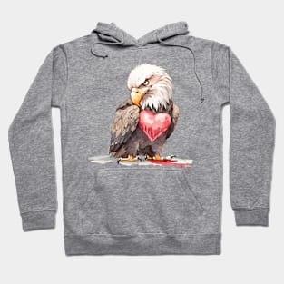 Valentine Bald Eagle Holding Heart Hoodie